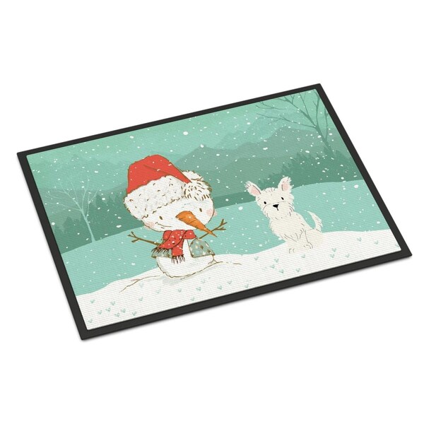 Carolines Treasures 18 x 27 in. Westie Terrier Snowman Christmas Indoor or Outdoor Mat CK2097MAT - main